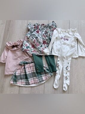 Janie and Jack Girls Mix & Match Bundle 18-24M 2T Floral Plaid Ballet 6 Pc